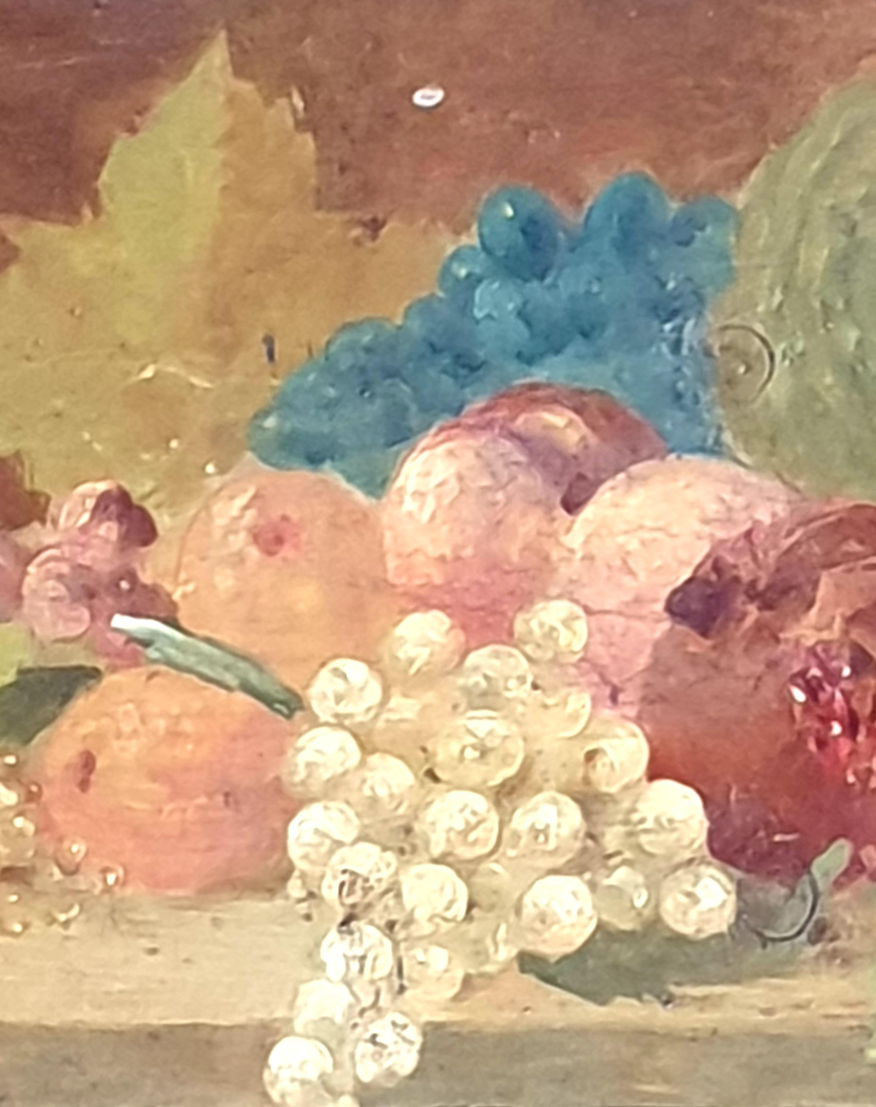19th Century Overdoor Trumeau, Still Life Oil on Panel of a Cornucopia of Fruit. For Sale 1