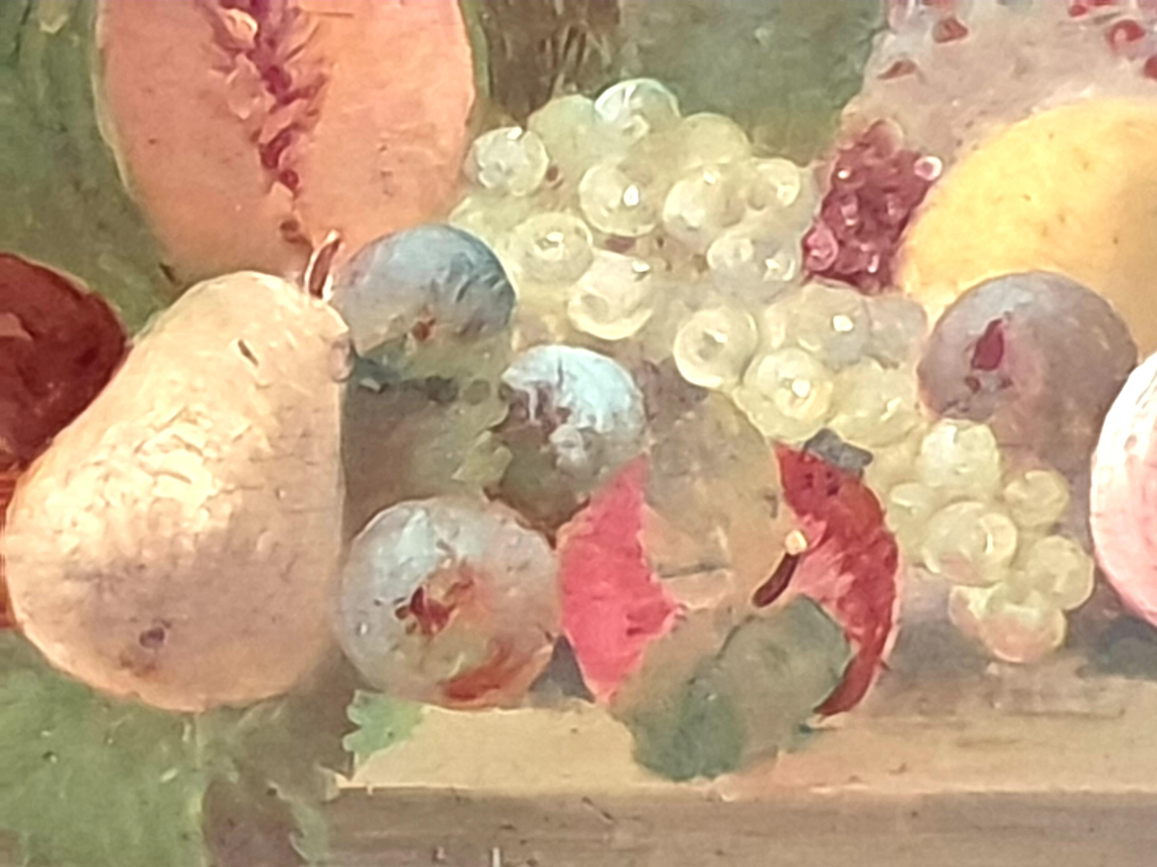 19th Century Overdoor Trumeau, Still Life Oil on Panel of a Cornucopia of Fruit. For Sale 4