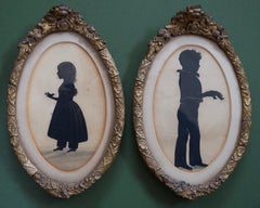 19th Century Pair of Antique silhouettes of children
