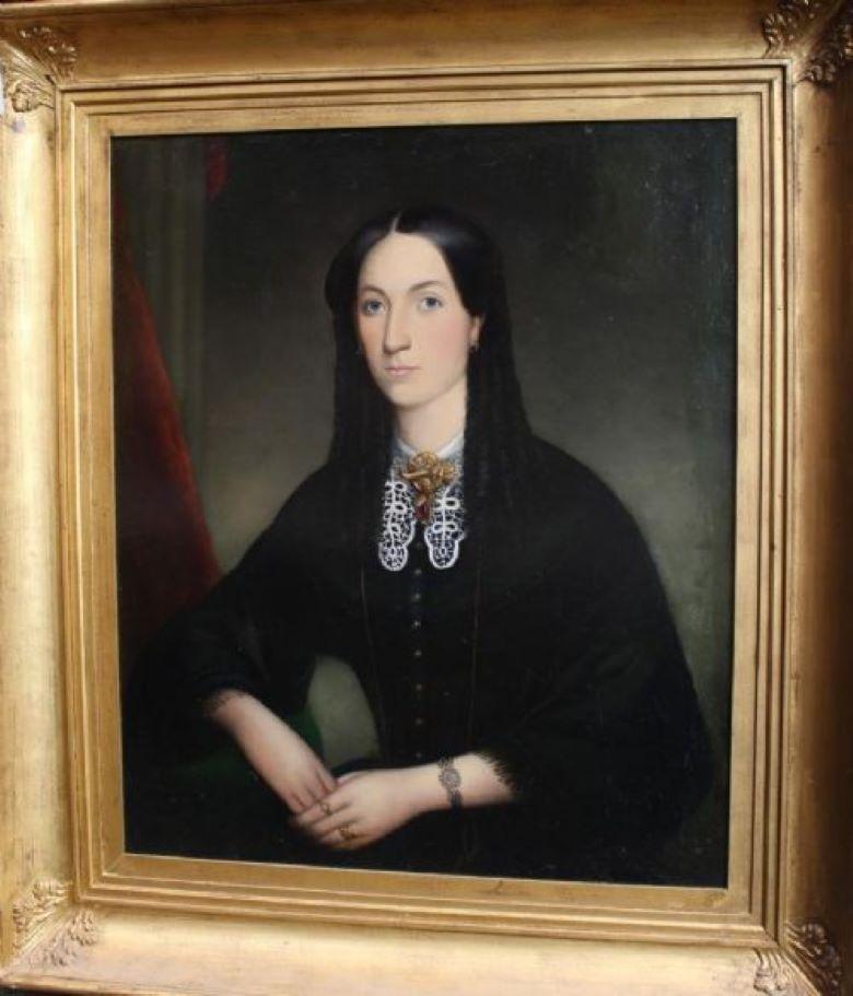 Portrait d'une jeune femme sur toile, huile sur toile, XIXe siècle