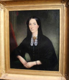Portrait d'une jeune femme sur toile, huile sur toile, XIXe siècle
