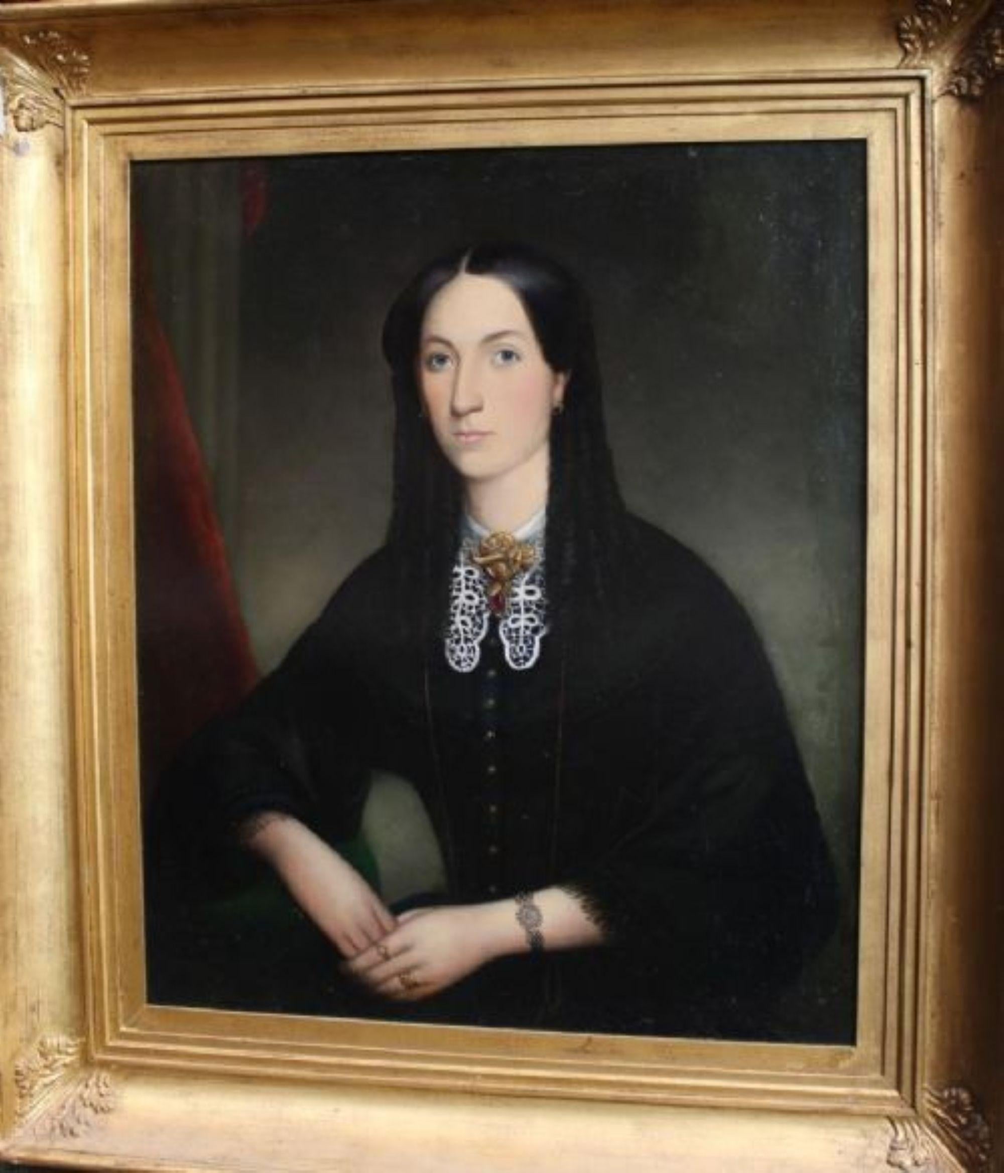 Unknown Portrait Painting – 19. Jahrhundert, Porträt einer jungen Frau, Öl auf Leinwand