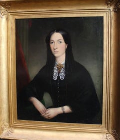 Portrait d'une jeune femme sur toile, huile sur toile, XIXe siècle