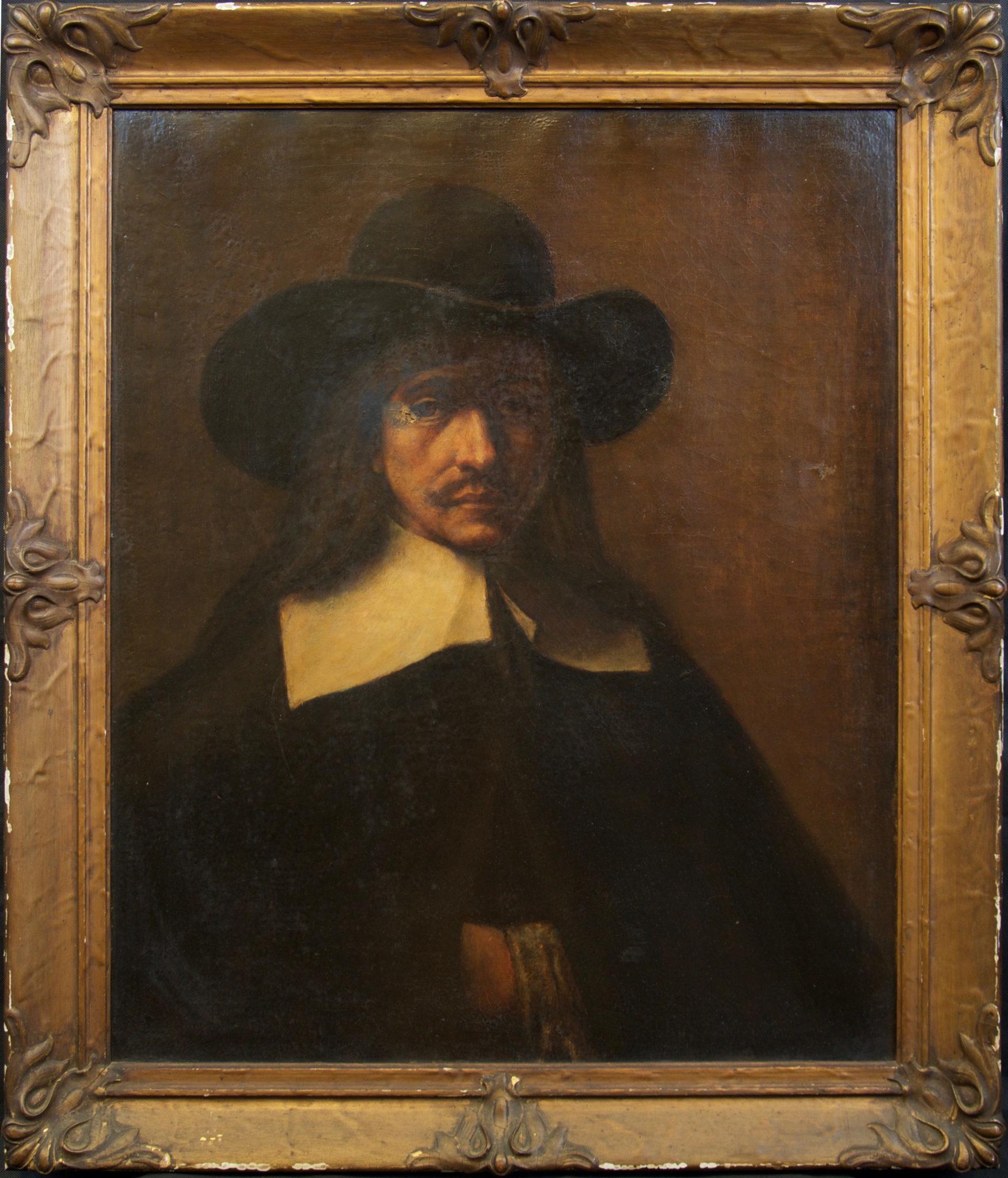 Unknown Portrait Painting - 19th Century Portrait, oil painting in the style of Rembrandt