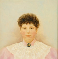 Antique American Portrait  Maiden Original Gold Frame ,Pastel Painting 1897
