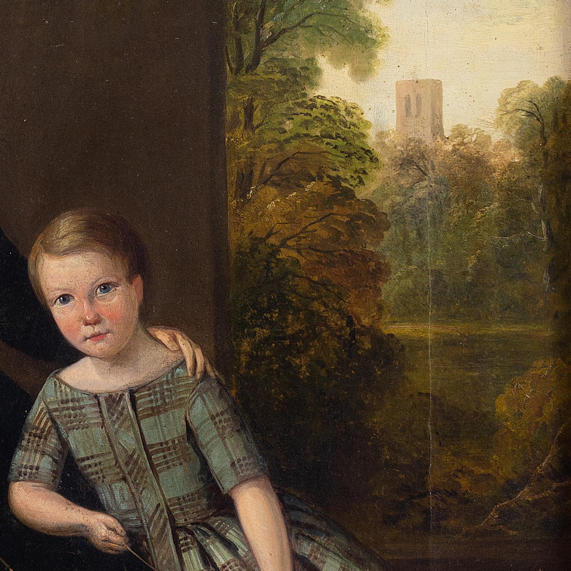19th-Century Provincial British School Portrait Of A Mother & Child, Folk Art 4