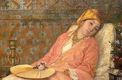 19th-century Orientalist Reclining Odalisque Painting