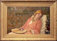 19th-century Orientalist Reclining Odalisque Painting