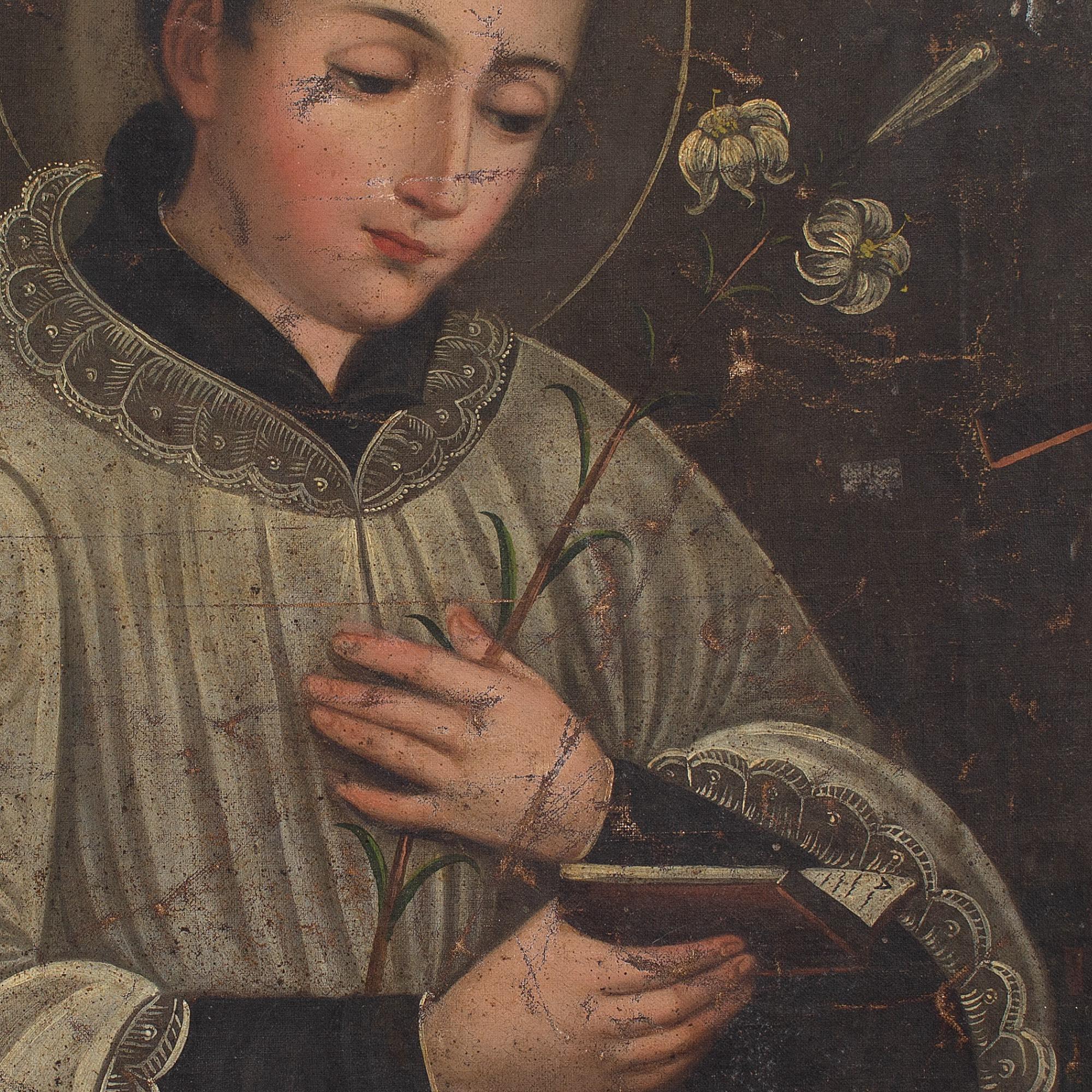 19th-Century Spanish School, St Aloysius Gonzaga, Oil Painting 5