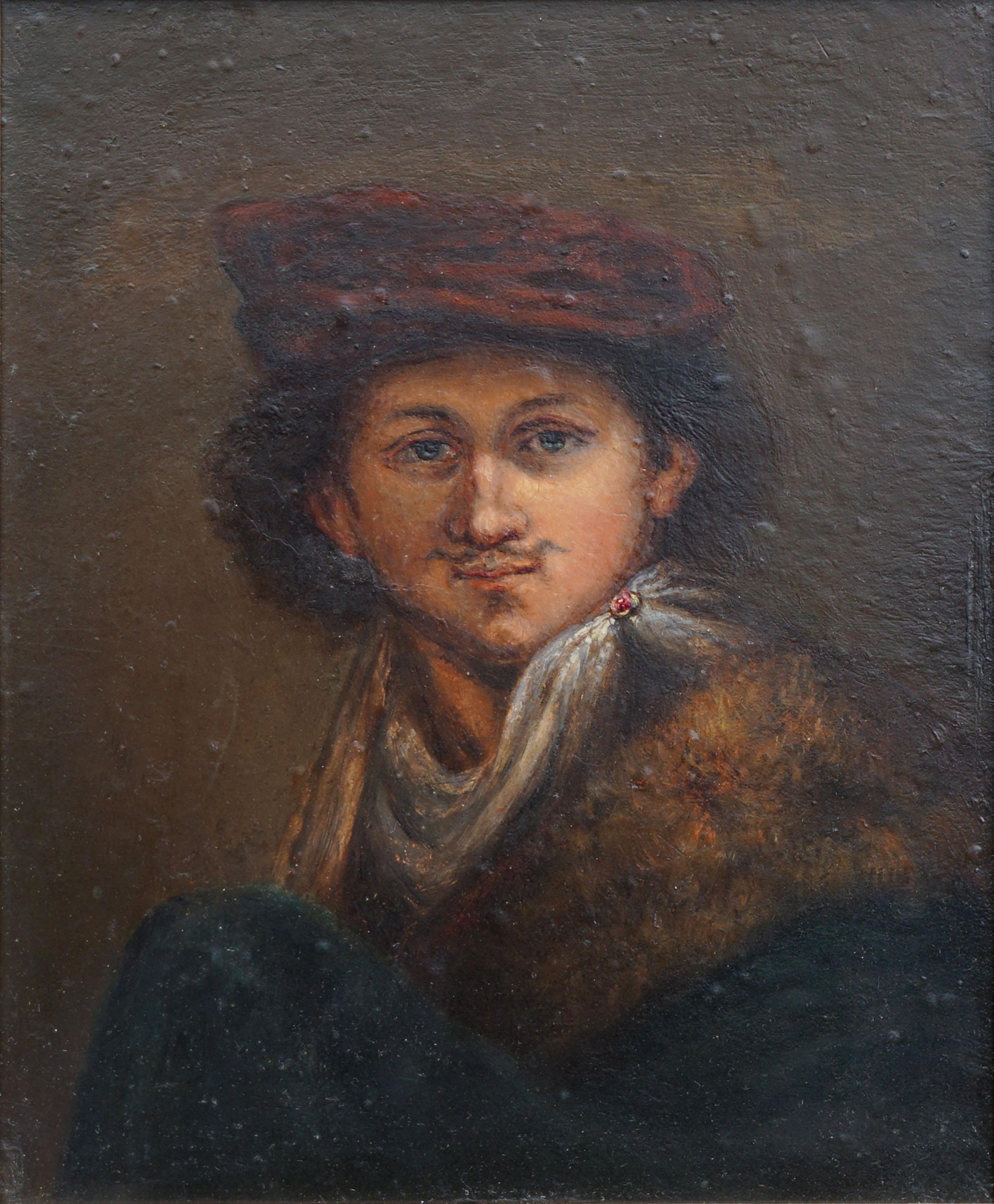 19th Century Study of Self Portrait of Rembrandt as a Young Man - Painting by Unknown