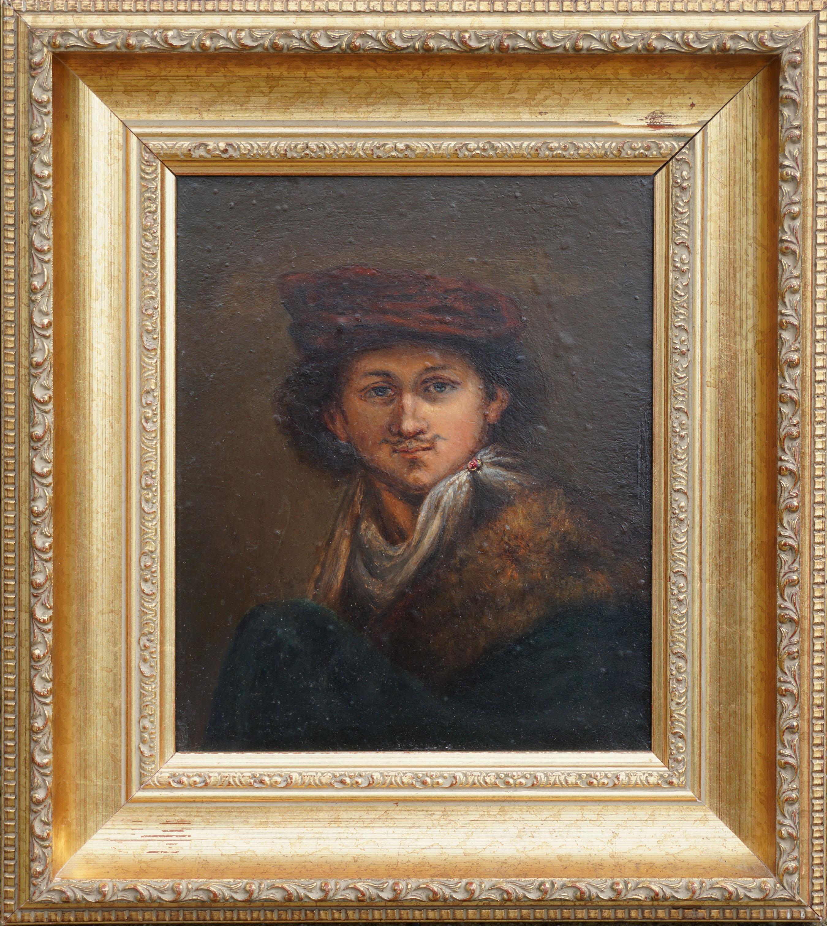 Unknown Figurative Painting - 19th Century Study of Self Portrait of Rembrandt as a Young Man