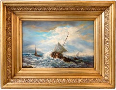 19th century style Dutch Marine painting - Seascape Sailing Boat Ship