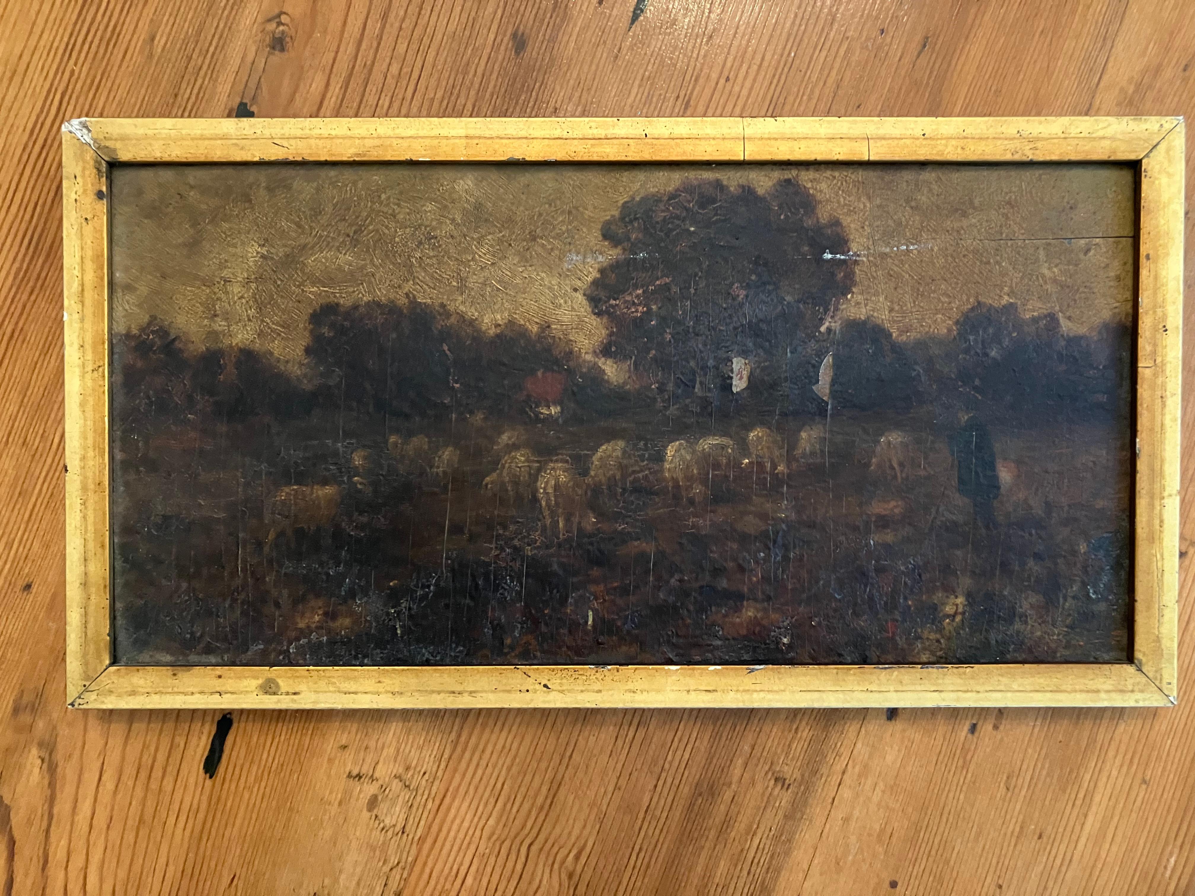 Éleveur de moutons tonaliste du 19e siècle - Painting de Unknown