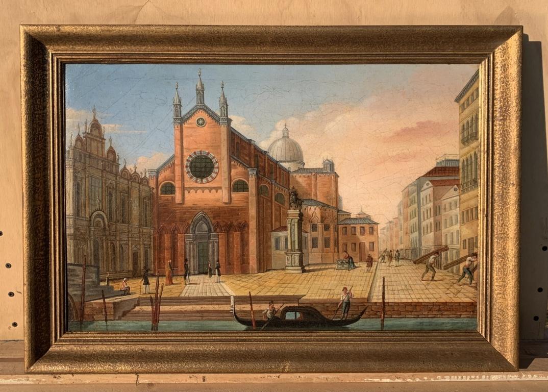 Vedutist Venetian painter - 19th century landscape painting - Venice view  - Painting by Unknown