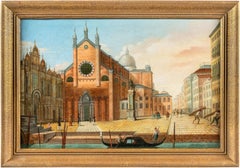 19th century Venetian landscape painting - View Venice - Oil on canvas Italy