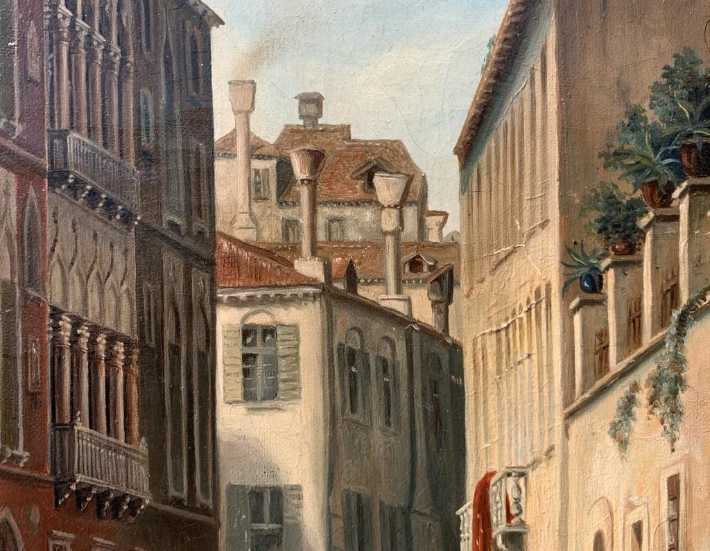 Vedutist Venetian painter - 19th century landscape painting - Venice view Italy For Sale 4