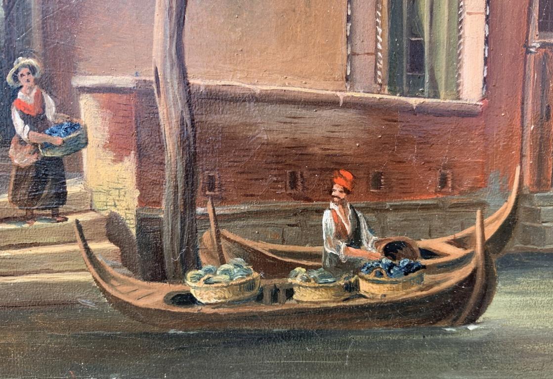 Pintor vedutista veneciano - Pintura paisajista del siglo XIX - Vista de Venecia Italia 5
