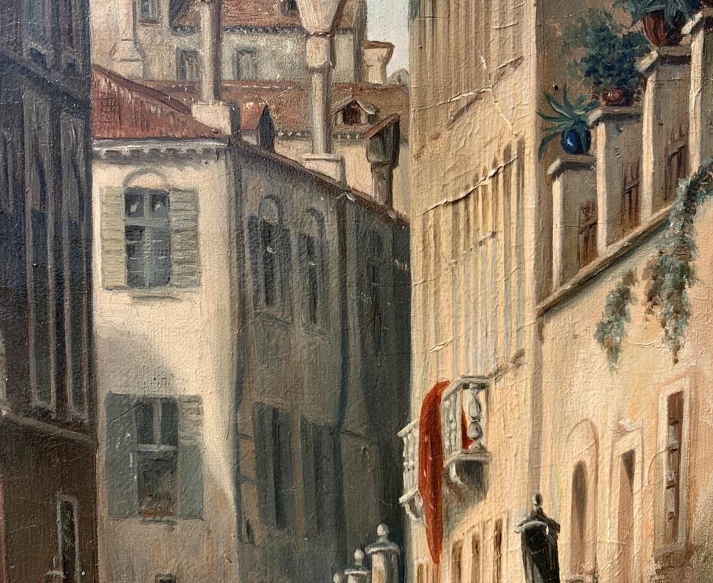 Vedutist Venetian painter - 19th century landscape painting - Venice view Italy For Sale 10