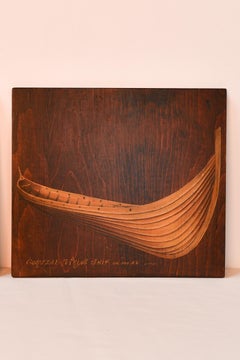 2 wooden panel paintings of Gokstad (Norway) and Gotland (Sweden) viking ships