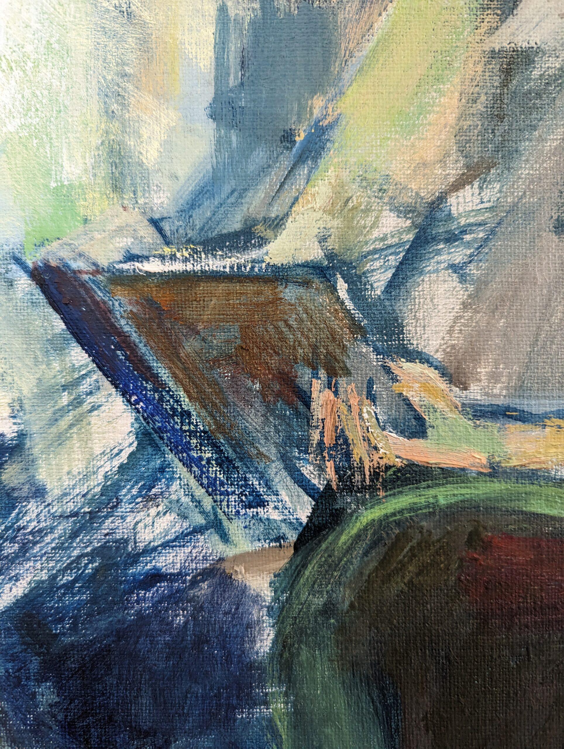 2000 Pittura ad olio figurativa astratta contemporanea - Lettura alla finestra 6
