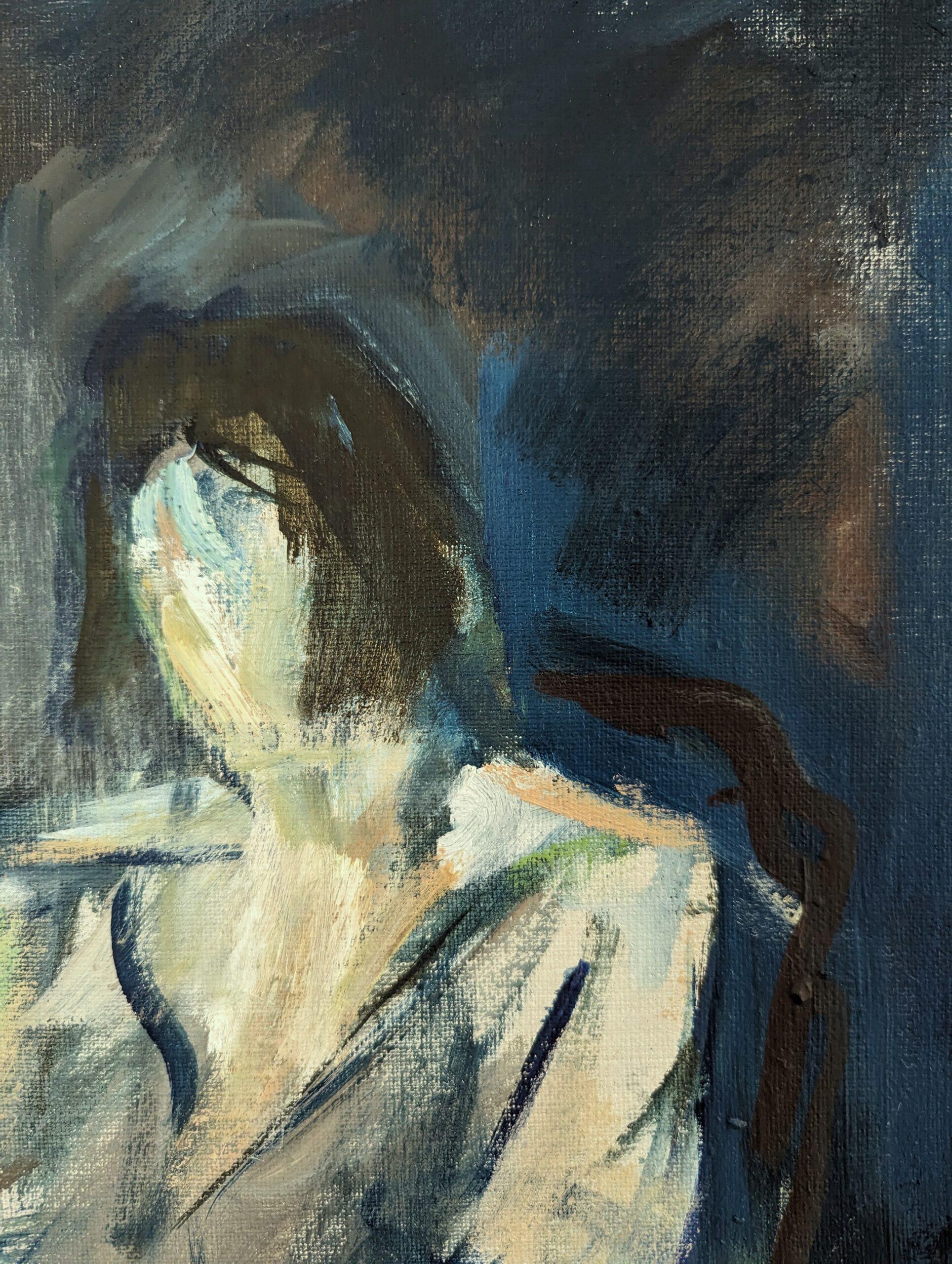 2000 Pittura ad olio figurativa astratta contemporanea - Lettura alla finestra 7