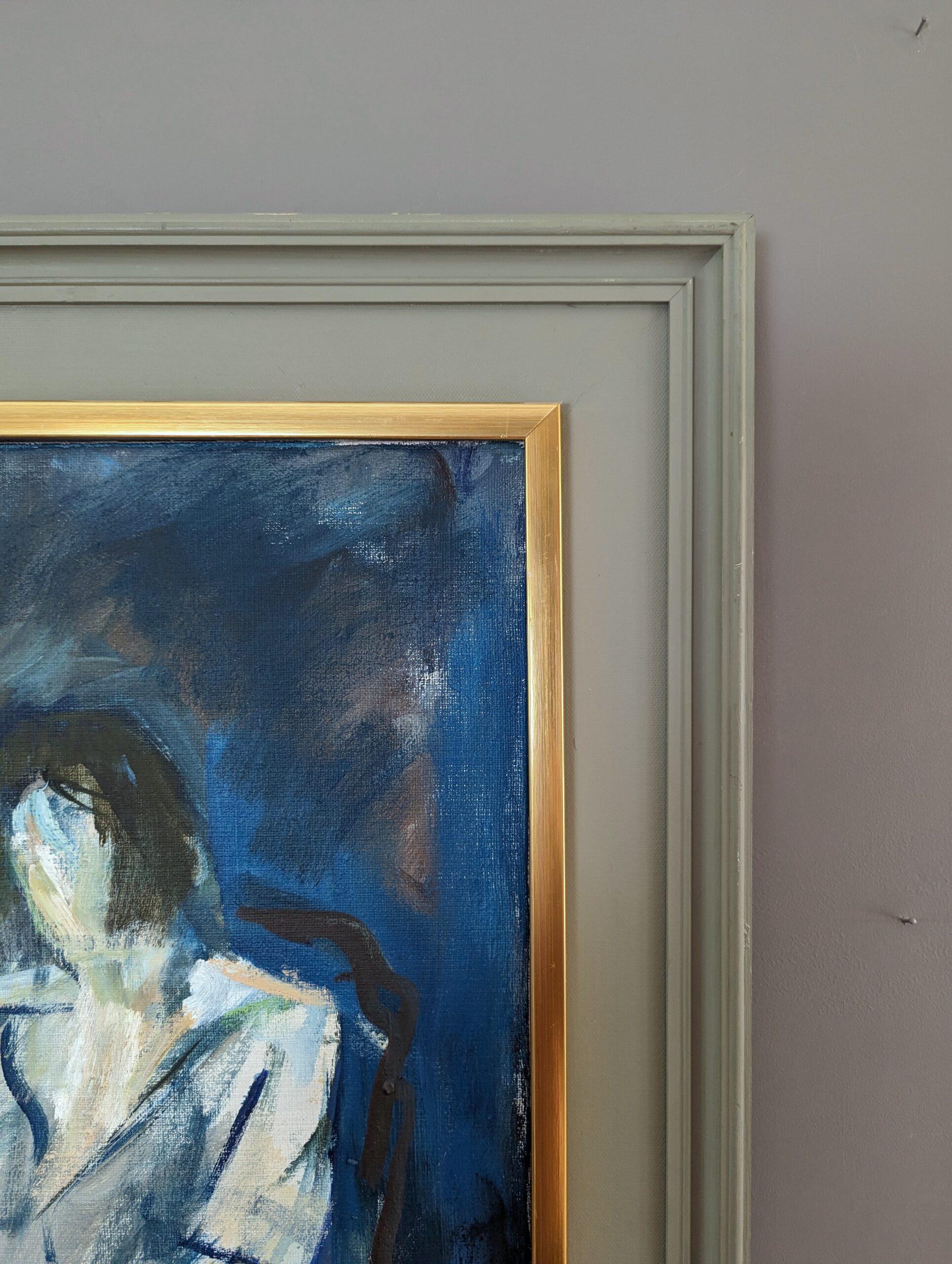 2000 Pittura ad olio figurativa astratta contemporanea - Lettura alla finestra 2