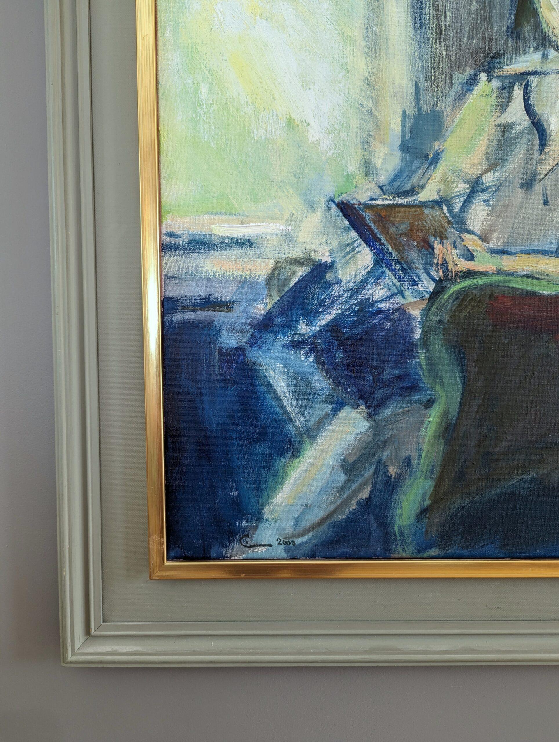 2000 Pittura ad olio figurativa astratta contemporanea - Lettura alla finestra 4