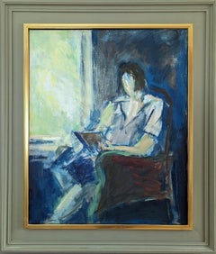 2000 Pittura ad olio figurativa astratta contemporanea - Lettura alla finestra