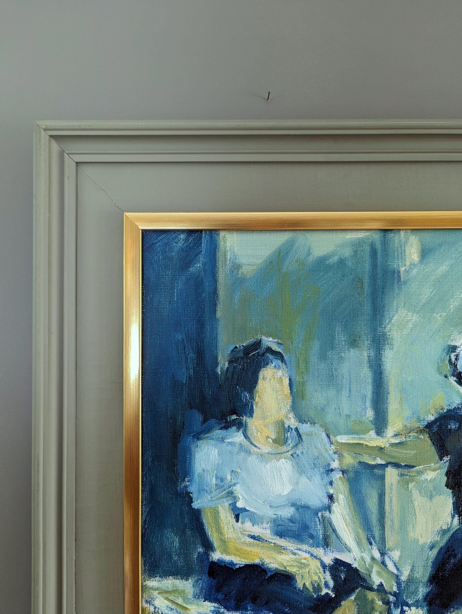 2000 Pintura al óleo figurativa contemporánea semiabstracta - Confort en venta 5
