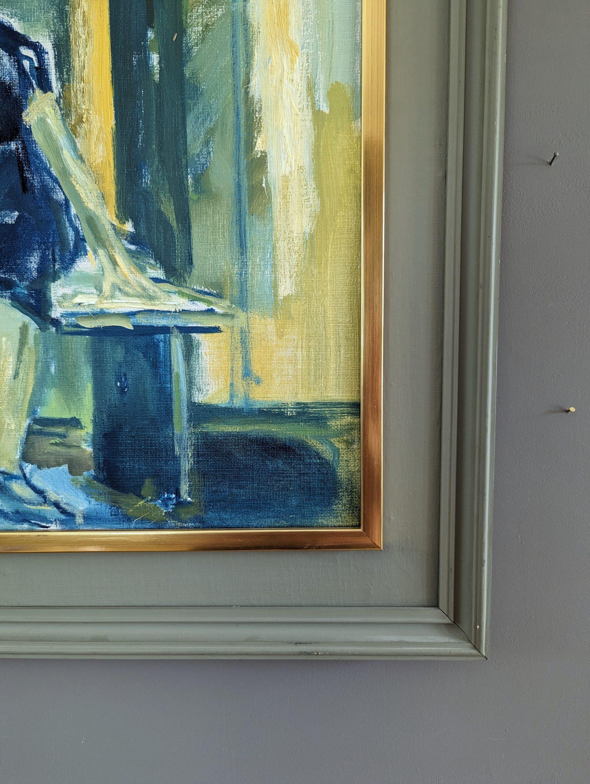 2000 Pintura al óleo figurativa contemporánea semiabstracta - Confort en venta 7