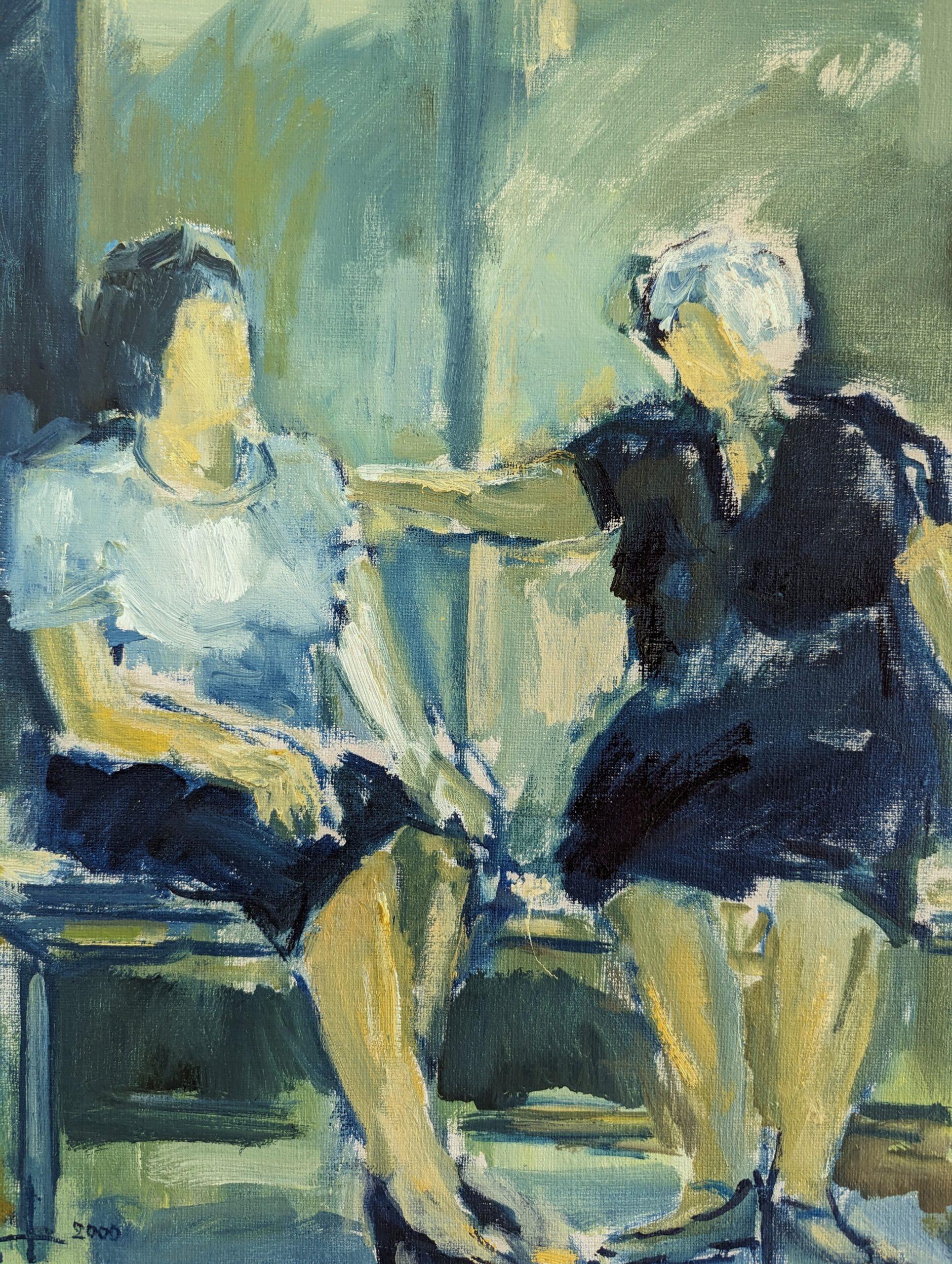 2000 Pintura al óleo figurativa contemporánea semiabstracta - Confort - Figurative Painting Gris de Unknown