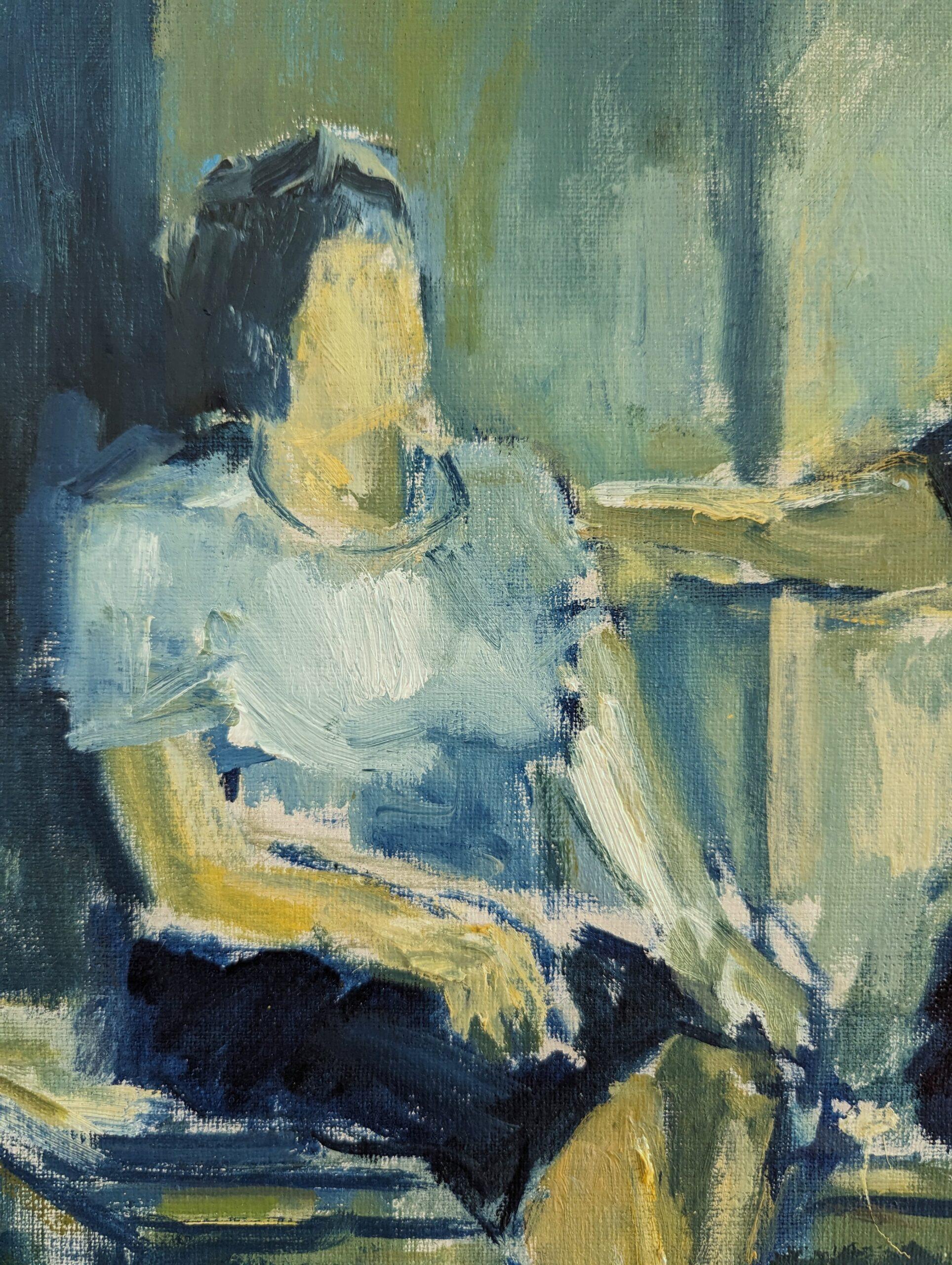 2000 Pintura al óleo figurativa contemporánea semiabstracta - Confort en venta 1