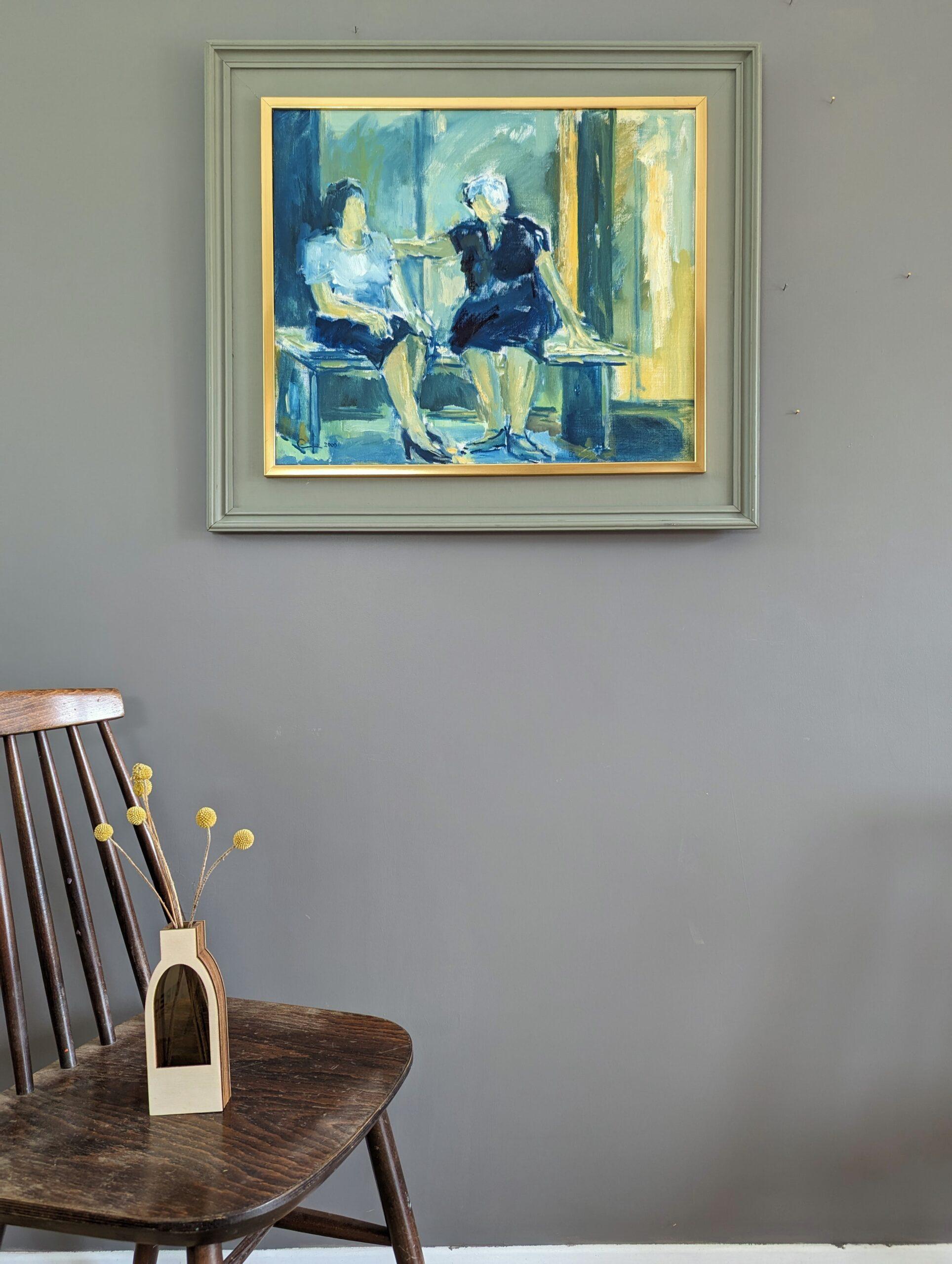 2000 Pintura al óleo figurativa contemporánea semiabstracta - Confort en venta 2