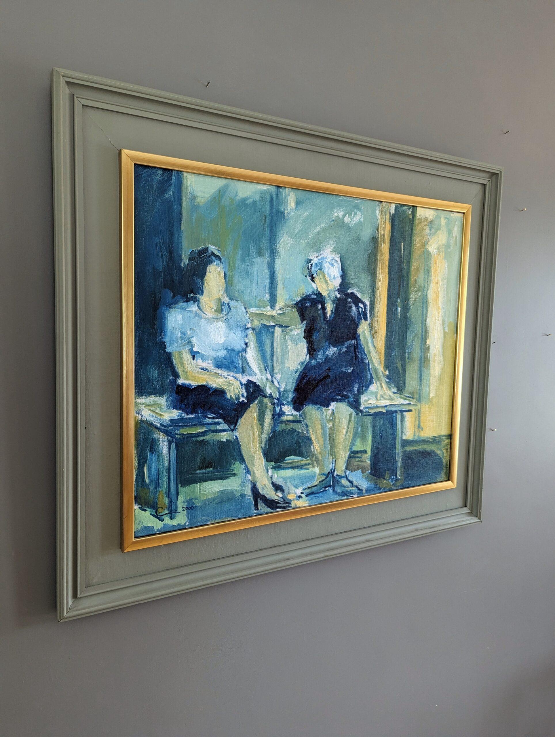 2000 Pintura al óleo figurativa contemporánea semiabstracta - Confort en venta 4