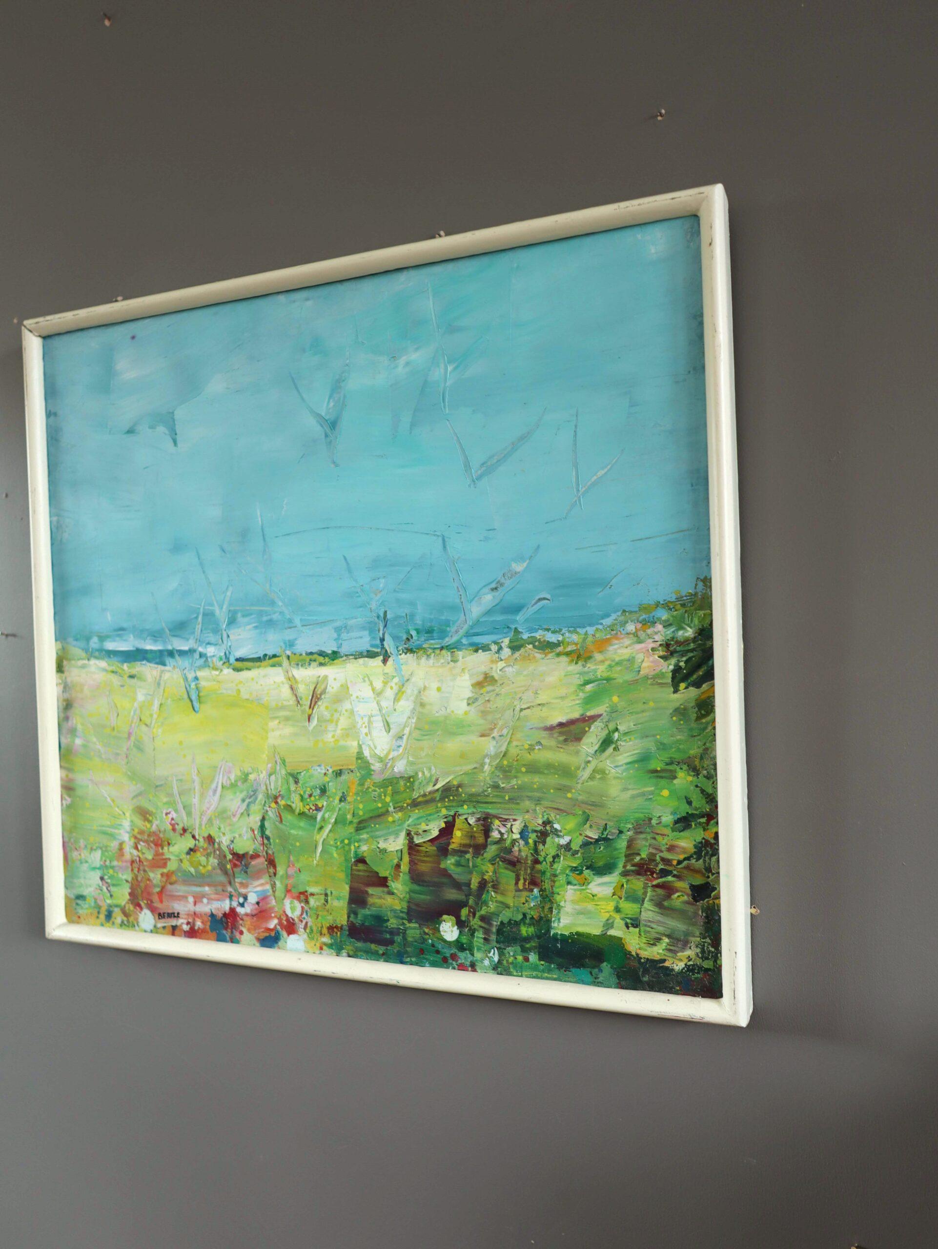 STRATI D'ESTATE
Dimensioni: 46 x 50,5 cm (cornice inclusa)
Olio su pannello

Un dipinto di paesaggio astratto contemporaneo emotivo e suggestivo, realizzato a olio su tavola e datato 2003.

Combinando una pennellata espressiva e un'audace