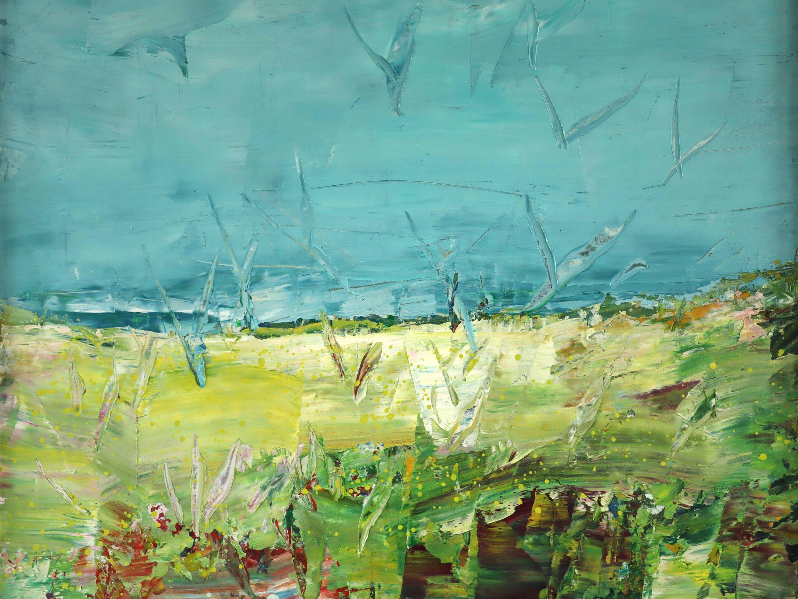 2003 Pittura ad olio contemporanea originale di paesaggio astratto - Strati d'estate 3