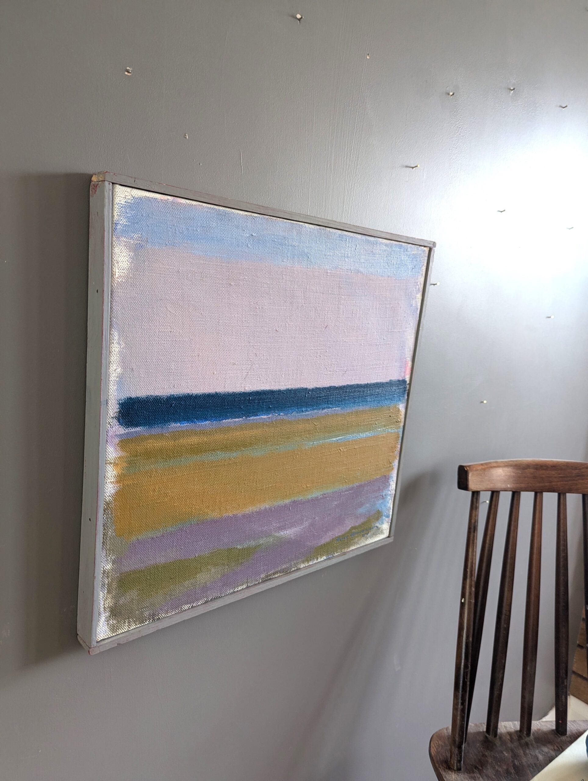 2004 Pintura al óleo original contemporánea de paisaje abstracto - Ensueño costero - Landscape Painting Gris de Unknown