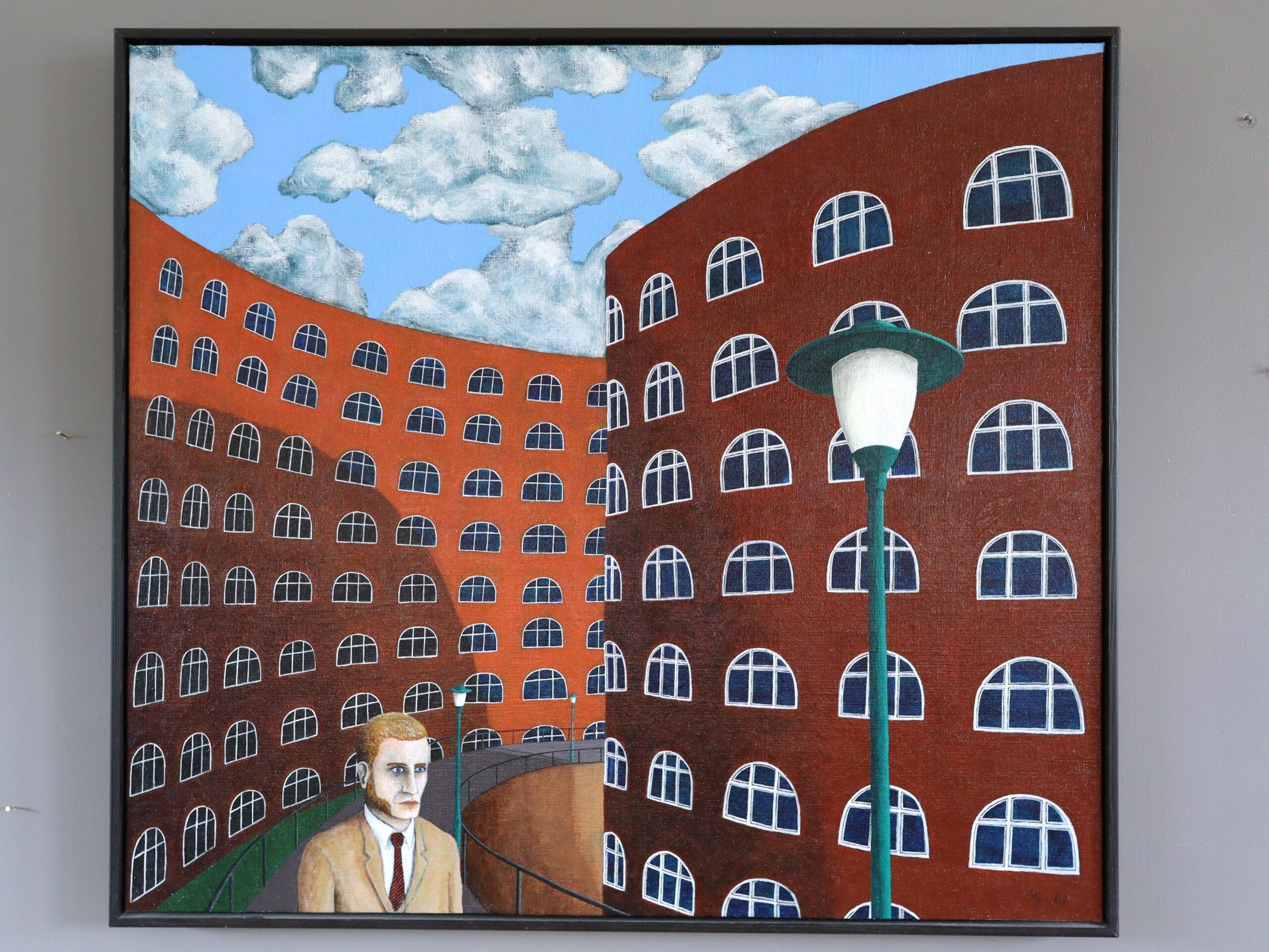 2007 Contemporary Surrealist Oil Painting - When I Dream, No One is Home - Black Landscape Painting by Unknown