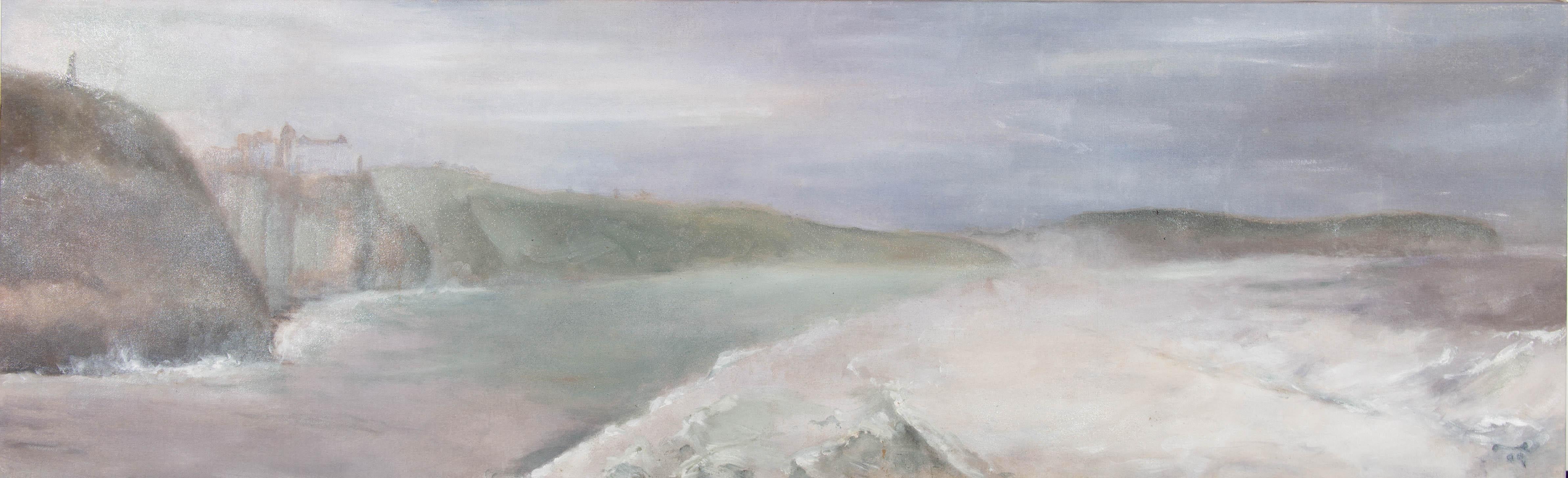 Petrolio 2009 - Vista cupa della scogliera - Figurative Painting Grigio di Unknown