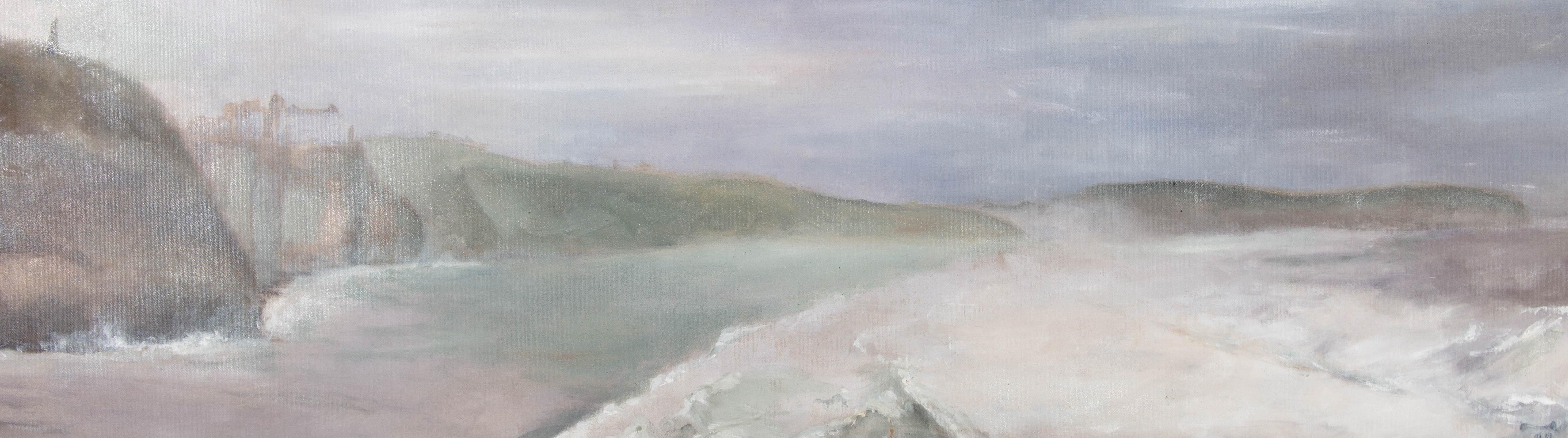 Figurative Painting di Unknown - Petrolio 2009 - Vista cupa della scogliera