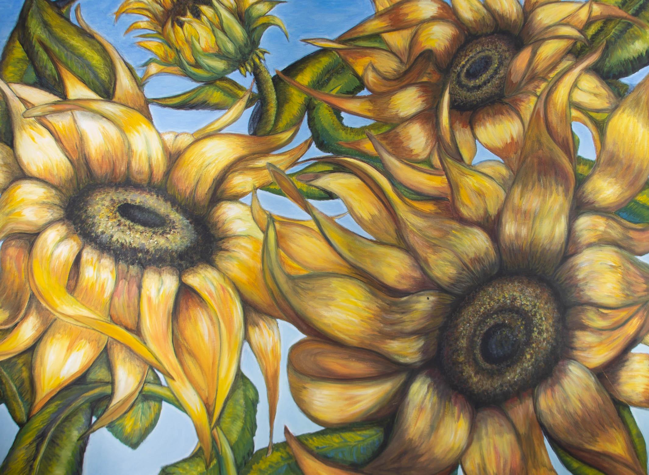 Unknown Still-Life Painting - 2011 Acrylic - Giant Sunflowers