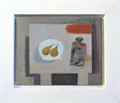 2012 Contemporary British Cornish Still Life Oil Painting - Pears and Bottle