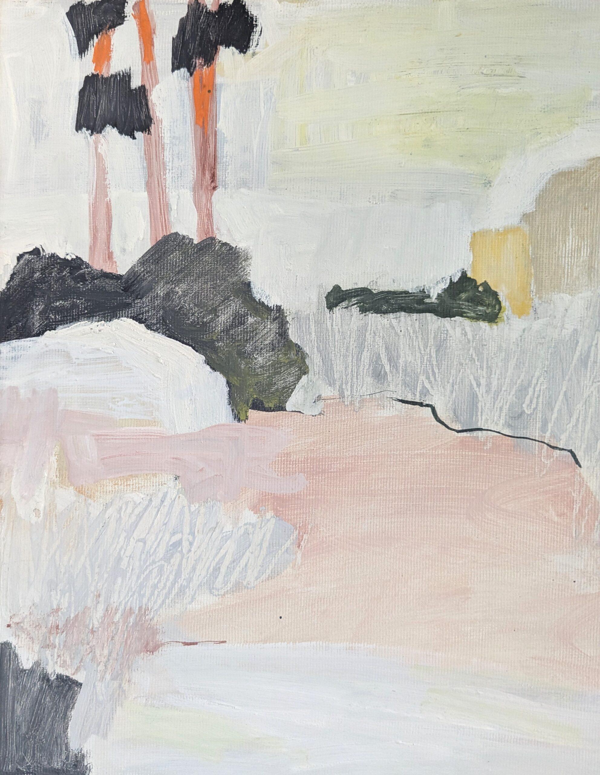 2012 Mini pittura ad olio di paesaggio astratto contemporaneo - Astrazione della natura in vendita 5