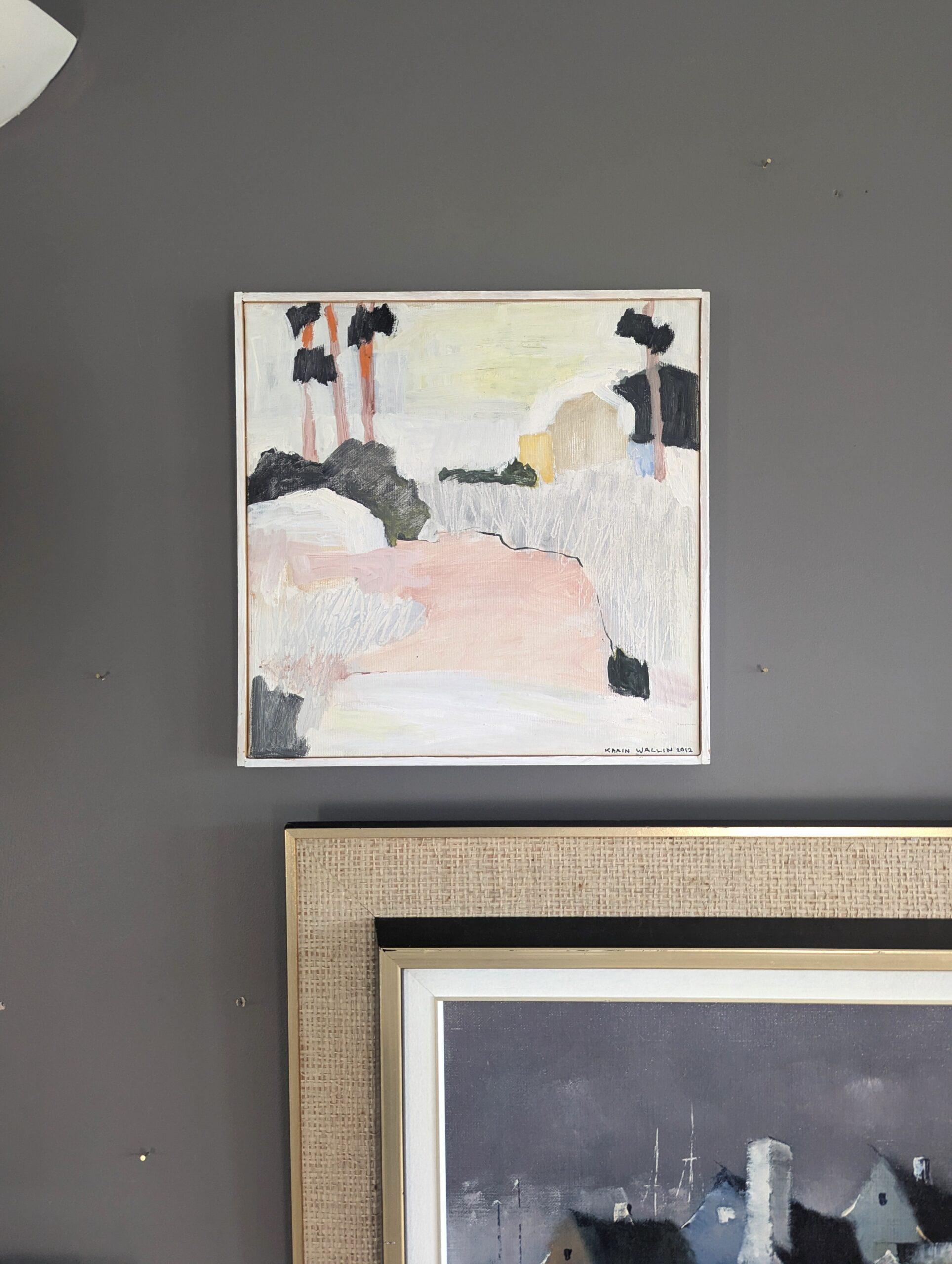 2012 Mini pittura ad olio di paesaggio astratto contemporaneo - Astrazione della natura - Abstract Painting Grigio di Unknown