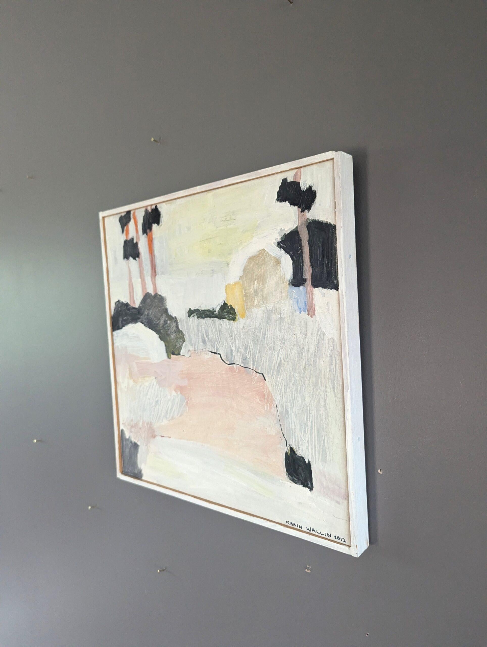 2012 Mini pittura ad olio di paesaggio astratto contemporaneo - Astrazione della natura in vendita 1