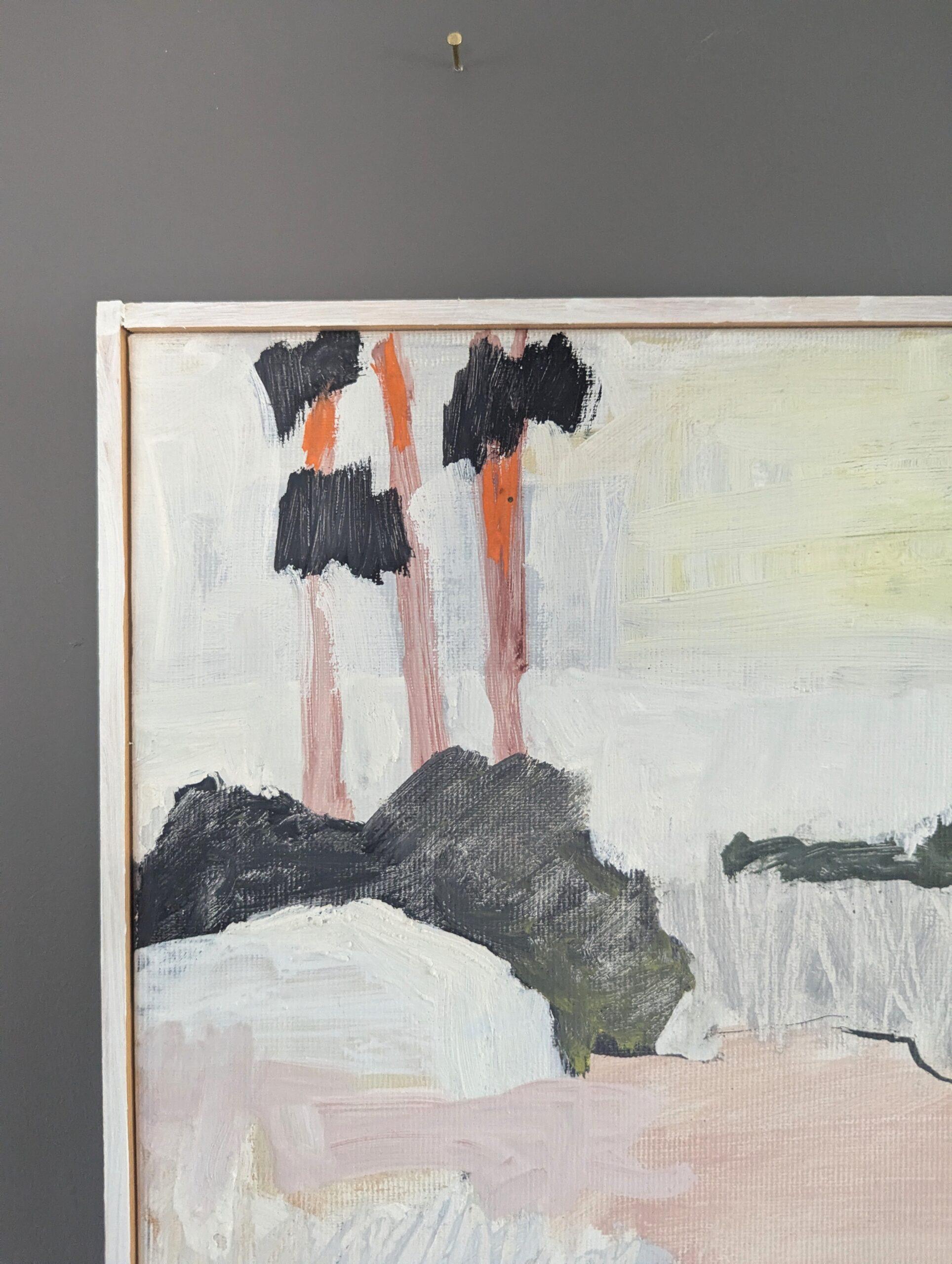 2012 Mini pittura ad olio di paesaggio astratto contemporaneo - Astrazione della natura in vendita 2