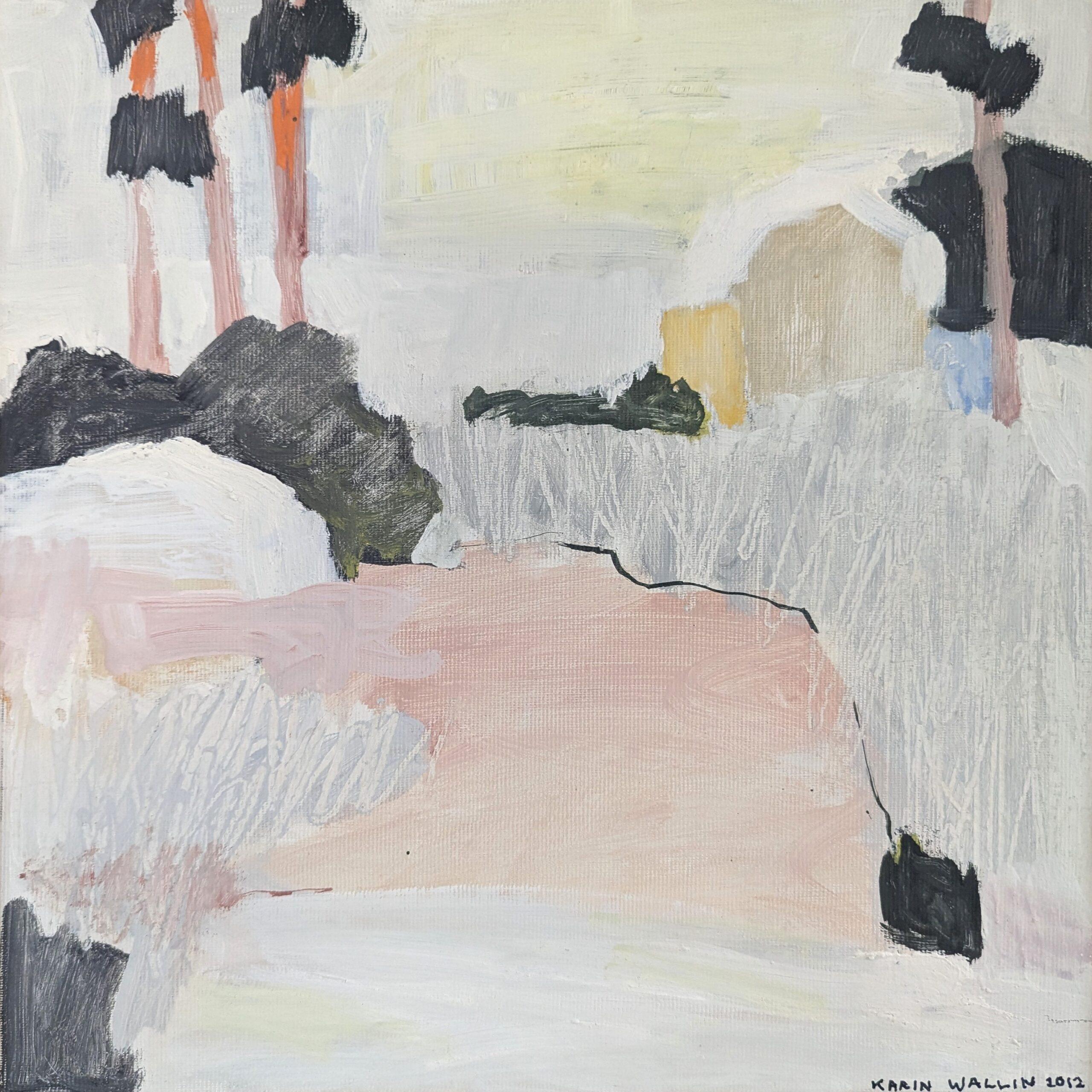 2012 Mini pittura ad olio di paesaggio astratto contemporaneo - Astrazione della natura in vendita 4