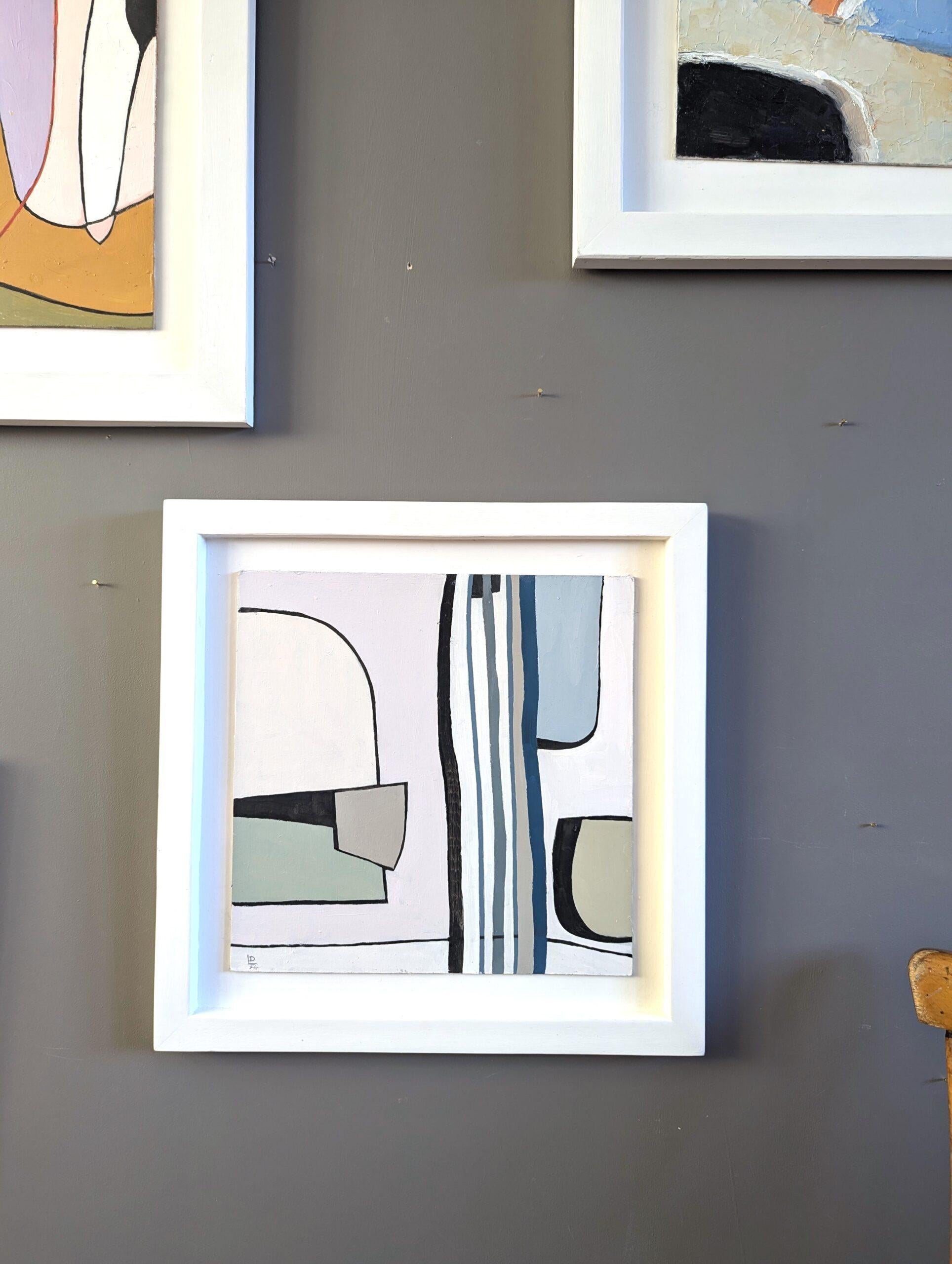 2024 Pittura ad olio astratta britannica contemporanea - Conversazione dal cuore leggero - Abstract Painting Grigio di Unknown