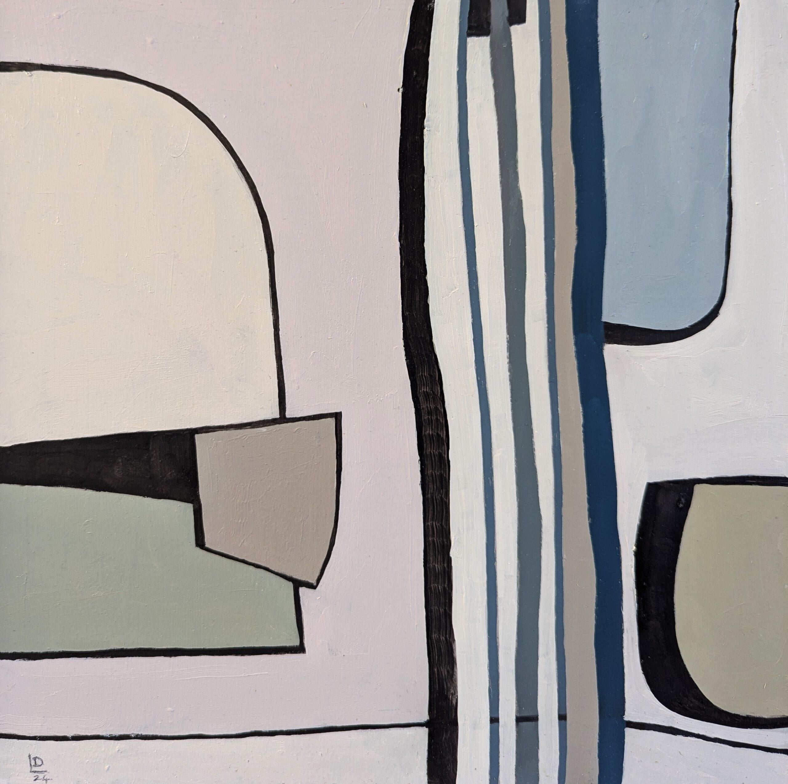 2024 Pittura ad olio astratta britannica contemporanea - Conversazione dal cuore leggero in vendita 3