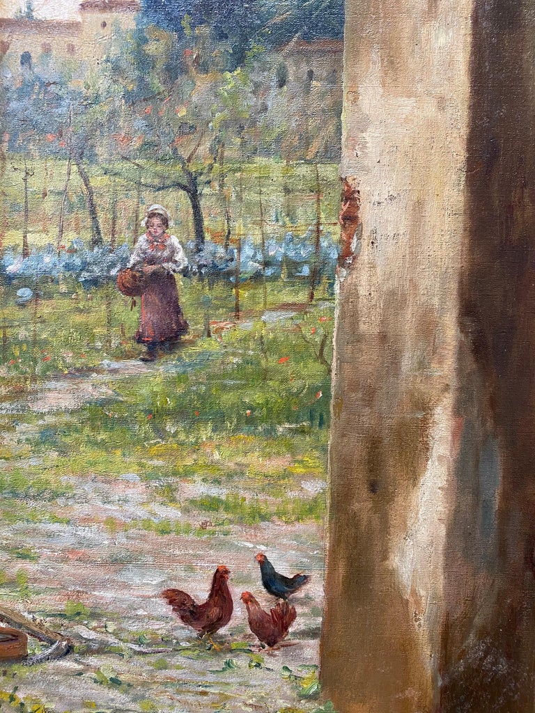 20th C. European Country Landscape W/ Figures & Chickens by A. Schlatter

Original oil on canvas

Dimensions 26.25